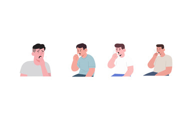 Illustration of a man experiencing symptoms of cough