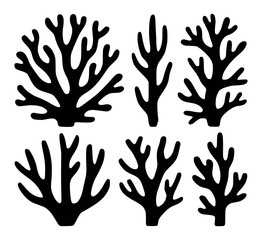 Obraz premium Vector silhouettes of coral reef plants for decorative purposes