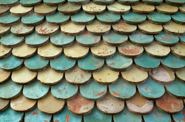 Old colorful fish scale tiles closeup © isabela66