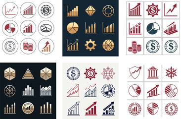 Minimalist Vector Design of Financial Data Elements with Metallic Tones  