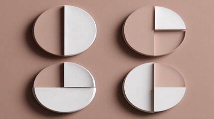 Abstract circles with different segmentations beige background