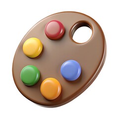 Chocolate artist palette with candy dots isolated on white background