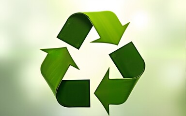 Green recycling symbol made of foliage on a leafy background forming an eco-friendly abstract concept ideal for sustainability themes. High quality