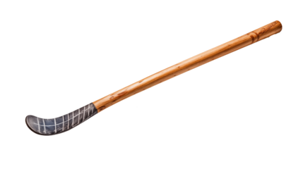 Isolated hockey stick with taped blade on a black plain studio background