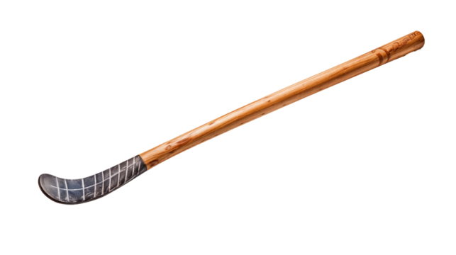 Isolated hockey stick with taped blade on a black plain studio background