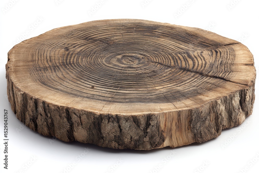 Aufkleber tree trunk slice with visible growth rings, illustrating natural history and environmental sustainab