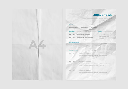 A4 Mockups with Crumpled Paper Textures and Folds