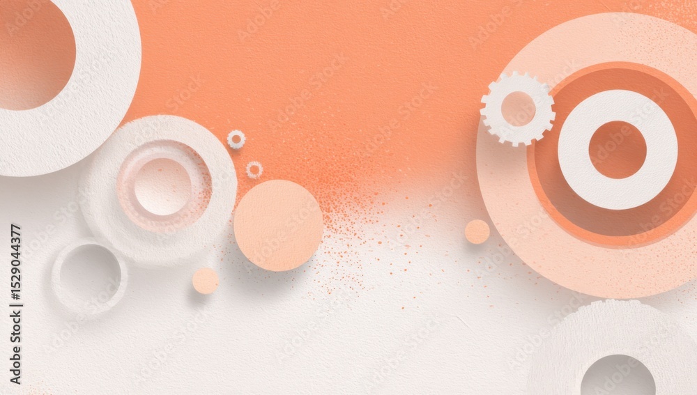 Aufkleber abstract geometric composition with circles and gears in pastel colors, illustrating innovation and 