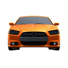 Orange car front view 3d rendered isolated on transparent background