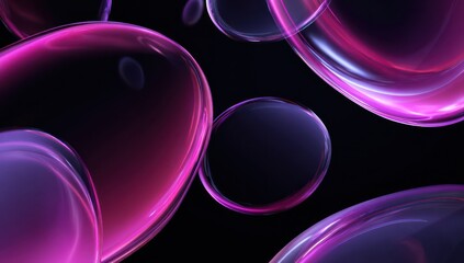 Fluid circles and ovals in glowing pink and purple shades flow seamlessly on a black background.