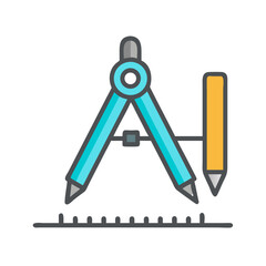 Design & Drawing Tools icon set  computer programs, process production, perception, explore ideas and designers.