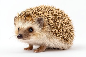 Obraz premium Adorable Hedgehog on White Background, Symbolizing Animal Welfare and Conservation Efforts, Perfect for Children's Education and Nature Awareness Campaigns : Generative AI