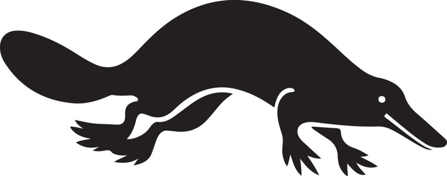 Unique Platypus Silhouette Vector Icon Design Featuring a Distinctive Australian Wildlife Animal