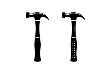 Hammer tool construction carpentry repair icon set