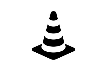 Black and white striped traffic cone safety icon