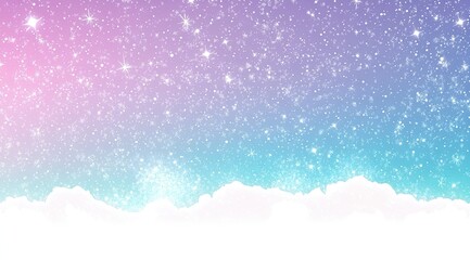 Pastel starry sky with clouds