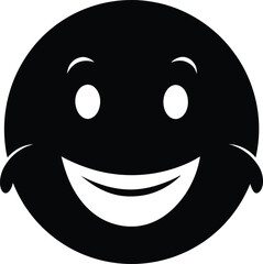 Fototapeta premium Happy Smiling Face Emoji Vector Illustration, Black and White Design