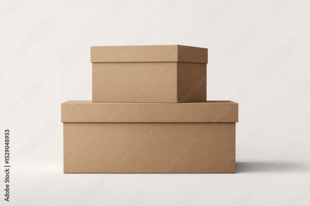 Poster two brown cardboard boxes stacked on top of each other, illustrating packaging and shipment solution