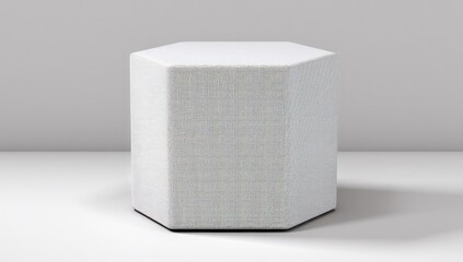 Blank 3D hexagonal podium mockup with soft wool texture, designed for displaying tech products cleanly.