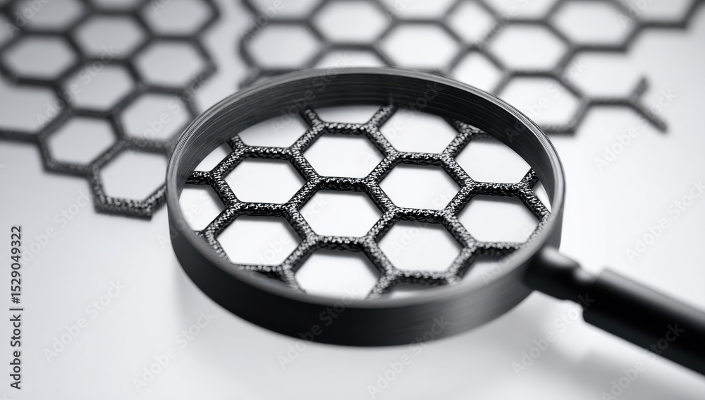 Aufkleber magnifying glass over honeycomb pattern, illustrating scientific research and data analysis for busi