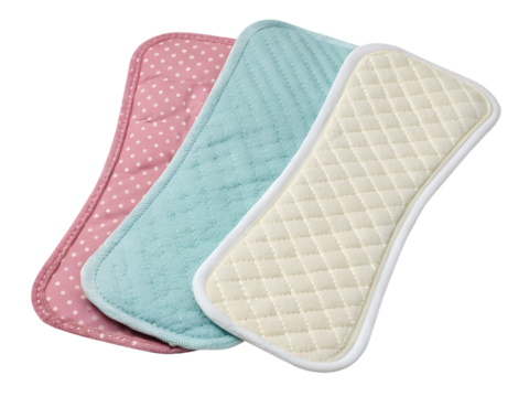 Reusable Cloth Menstrual Pads in Different Colors Isolated on transparent background, Isolated Png, Isolated on transparent background, Isolated Png file, Cut-out, No Background, Isolated object