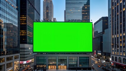 Green Screen Electronic Billboard On City Building 