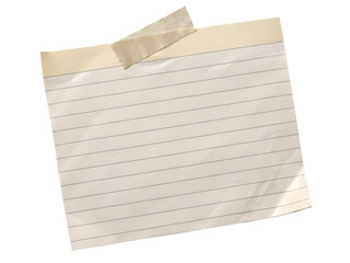 Lined Note Paper Attached with Tape Isolated on transparent background, Isolated Png, Isolated on transparent background, Isolated Png file, Cut-out, No Background, Isolated object