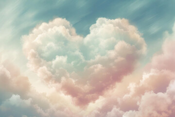 heart shaped clouds abstract background.
