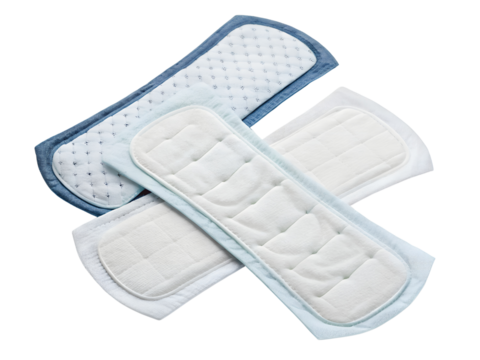 Reusable Cloth Menstrual Pads in Different Colors Isolated on transparent background, Isolated Png, Isolated on transparent background, Isolated Png file, Cut-out, No Background, Isolated object