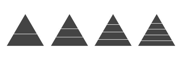 Black triangle shapes pie chart. Inforgaphic Pyramids Template for diagram and presentation. Vector illustration