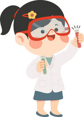 Young Scientist Holding Test Tubes cartoon