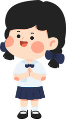 Thai Schoolgirl Saying Hello Cartoon student