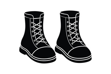 Silhouette art illustration of a pair of Oktoberfest boots placed side by side.eps