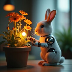 easter bunny with easter eggs