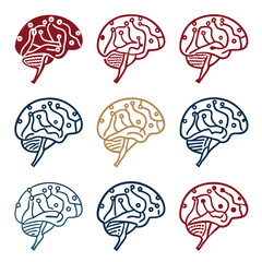 Minimalist Vector Art of Brain with Subtle Metallic Highlights  