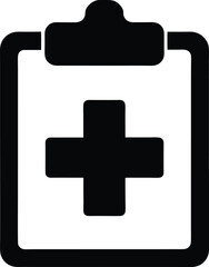 Obraz premium black silhouette of a medical clipboard with cross