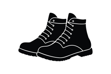Silhouette art illustration of a vintage hiking-style boots worn during Oktoberfest.eps