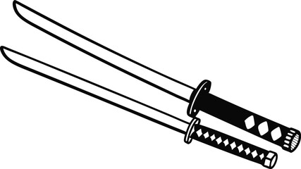 Fototapeta premium Katana sword flat vector design.