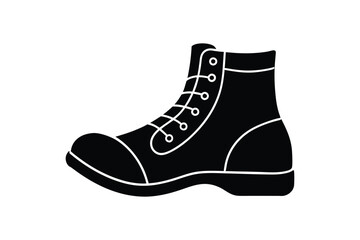 Silhouette art illustration of laced Oktoberfest boots with curled leather flaps.eps
