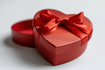 Red heart-shaped gift box with elegant ribbon bow for special occasions