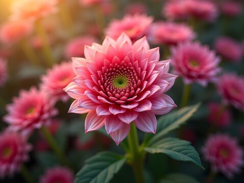 Top view photorealistic Saxifraga, flower set on a vibrant background