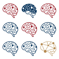 Transparent Vector Art of Minimalist Brain Pathway Designs  