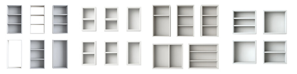 Modular white furniture and shelving units for modern interior design