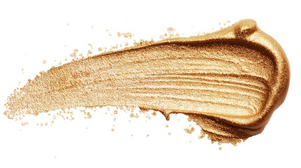 Metallic highlighter smear with shimmer particles, isolated on white background, macro detail, PNG -