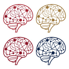 Bold Primary Colors Vector Art of Interconnected Brain Networks  