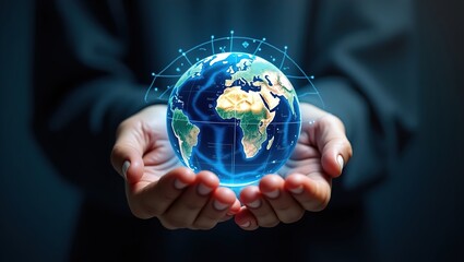 hand holding globe