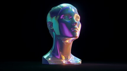 Holographic bust of a woman's head.