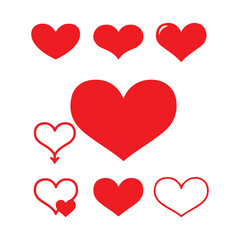 Set of Red Hand-Drawn Hearts in Various Styles – Romantic and Artistic Heart Icons Collection


