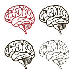 Simple Shapes Vector Illustration of Neural Pathways in Brain  
