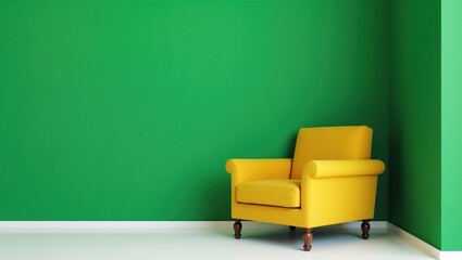 green armchair in the room